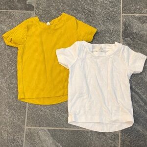 kate quinn Ribbed Short-Sleeve Tee Set - Mustard & White